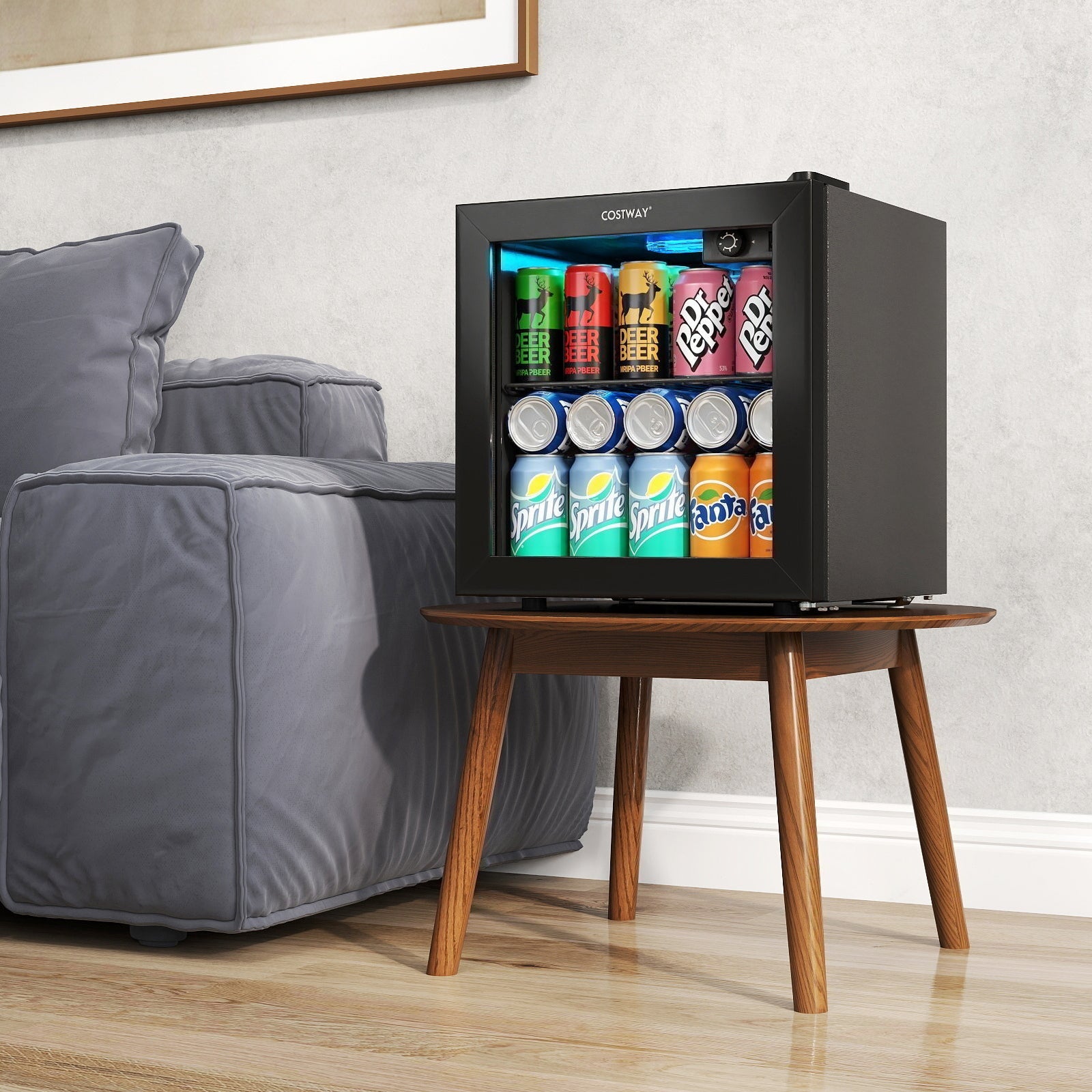Beverage Refrigerator Cooler 1.3 Cu. Ft. 12 Bottles 55 Cans Mini Fridge-Black