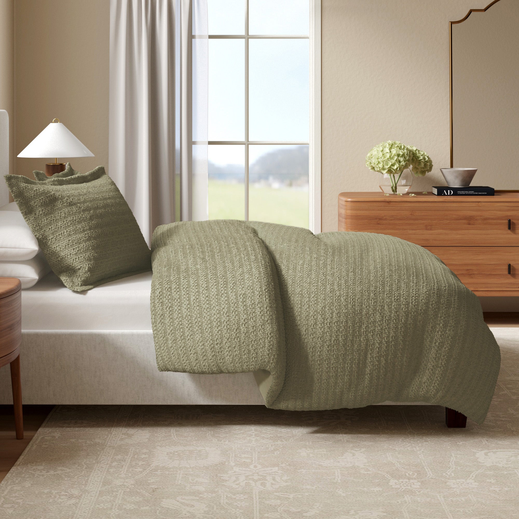100% Cotton Honeycomb Waffle Duvet Set - Mattea Collection