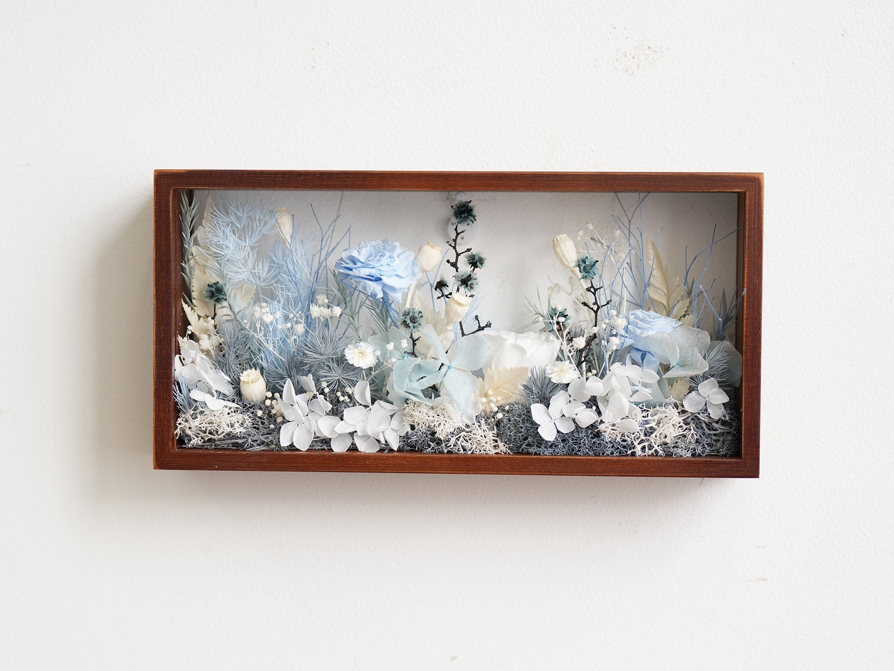 "The Landscape Garden" - Real Preserved Flower Shadow Box (Panoramic Desk Decor)