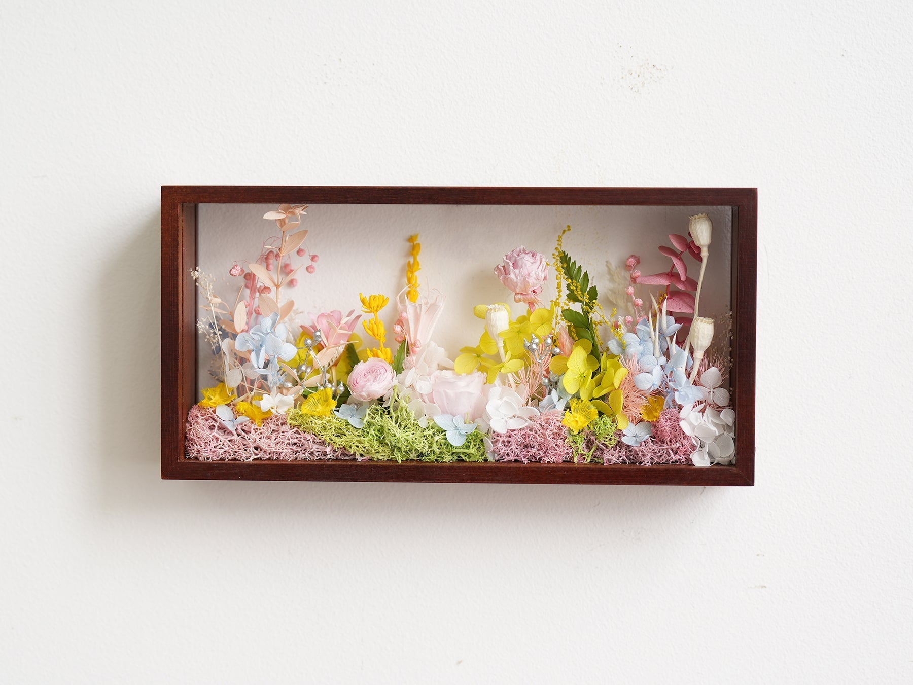 "The Landscape Garden" - Real Preserved Flower Shadow Box (Panoramic Desk Decor)