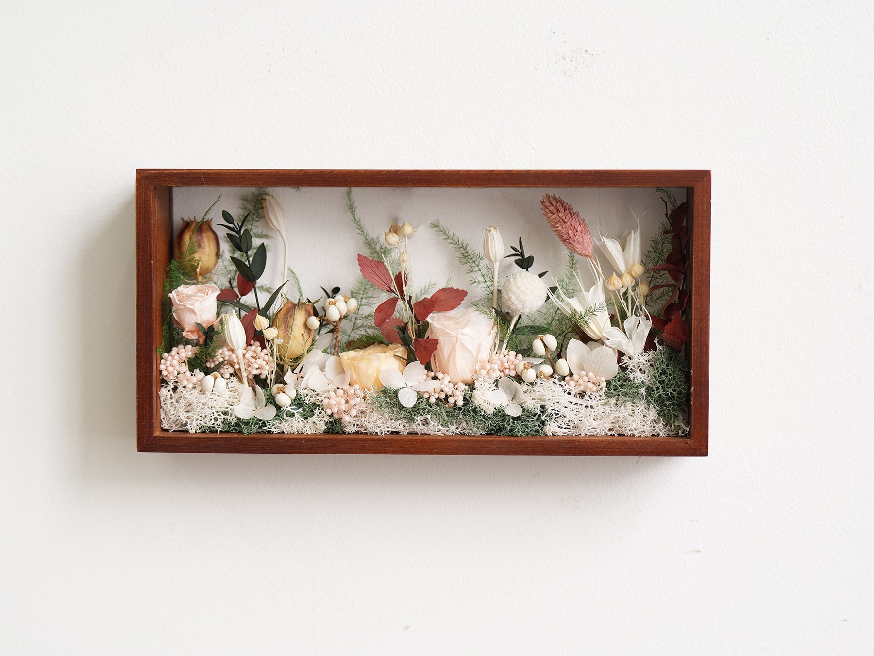 "The Landscape Garden" - Real Preserved Flower Shadow Box (Panoramic Desk Decor)